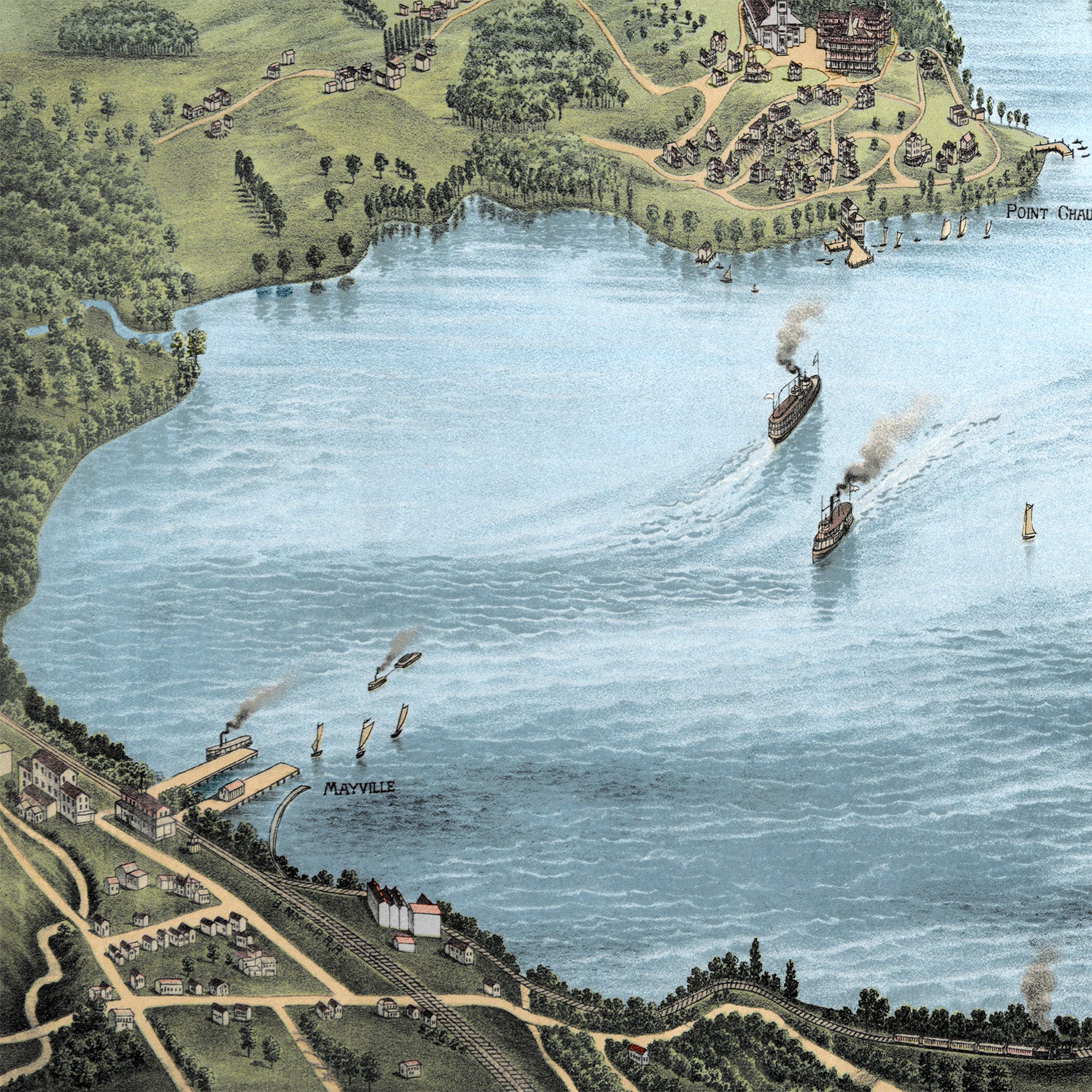 1885 Lake Chautauqua Map | Historic Bird’s-Eye View
