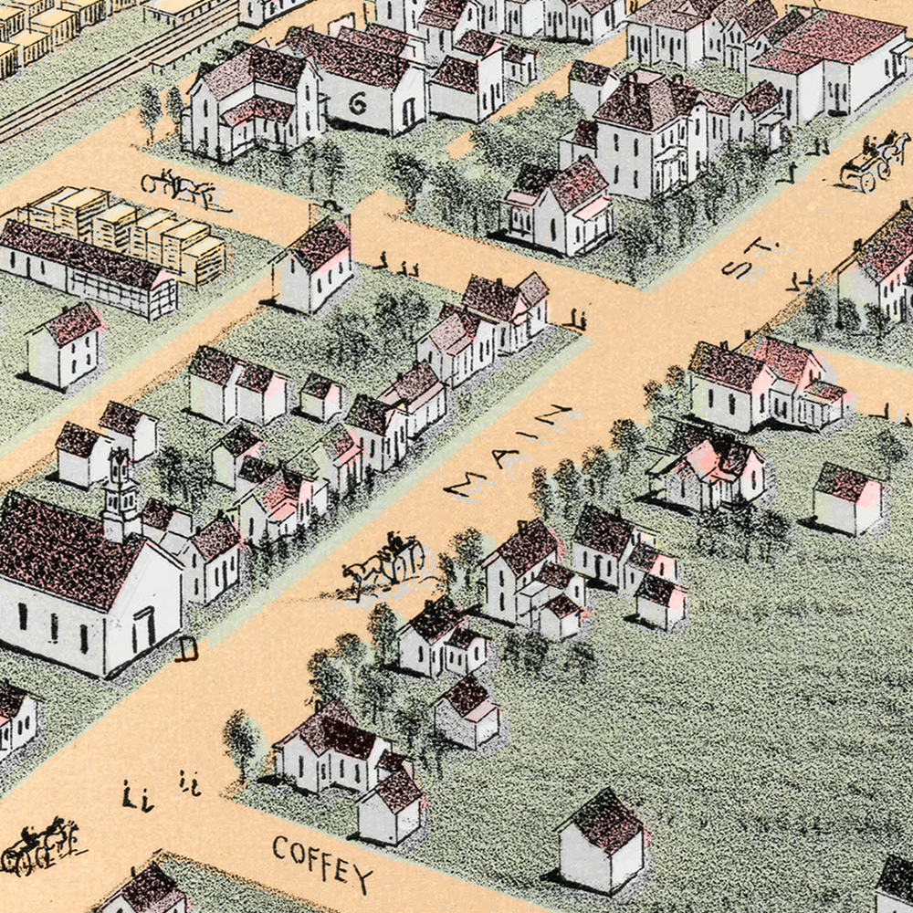 1891 Plano, Texas Map | Historic Bird's-Eye View