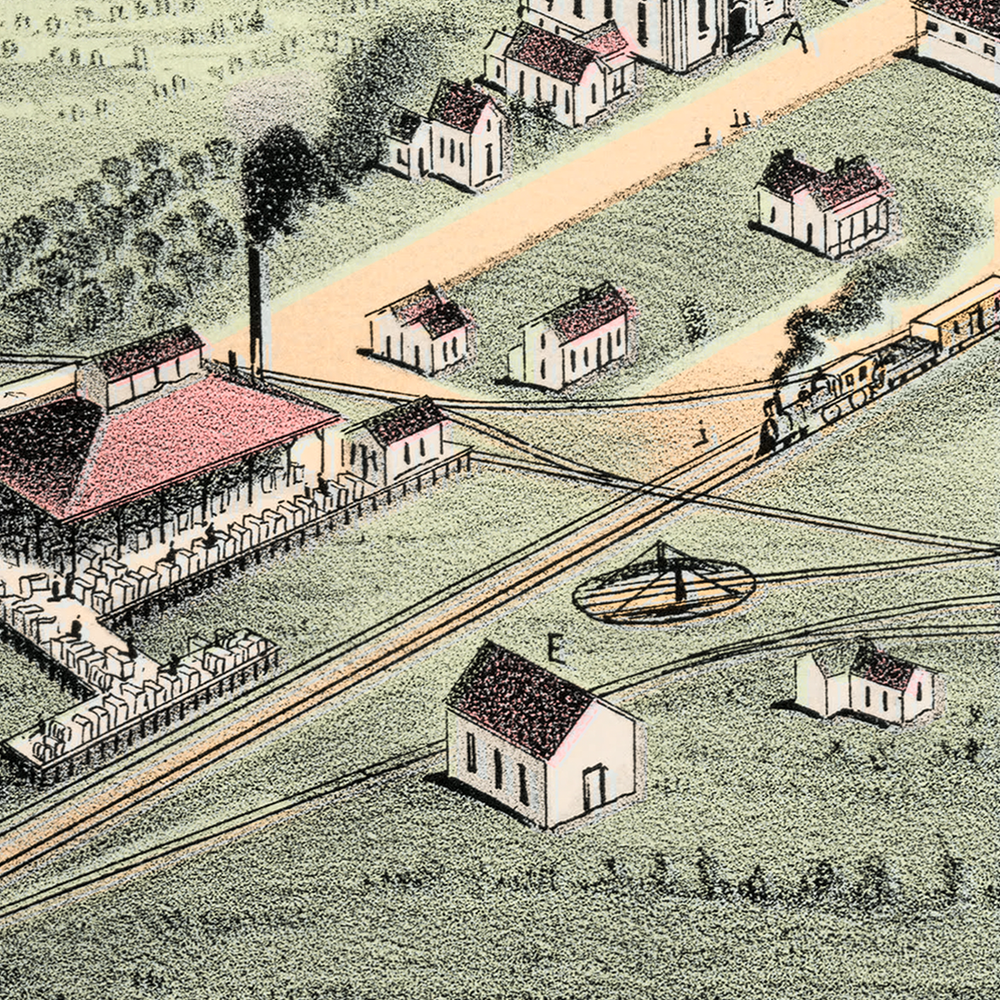 1891 Plano, Texas Map | Historic Bird's-Eye View