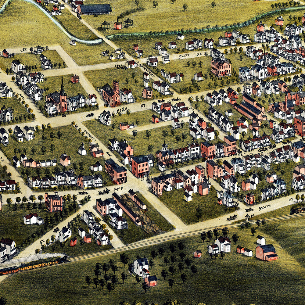 1882 Somerville, NJ Map | Vintage Bird’s-Eye View