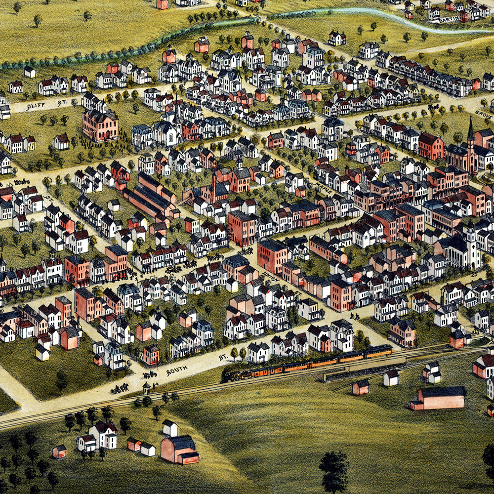 1882 Somerville, NJ Map | Vintage Bird’s-Eye View