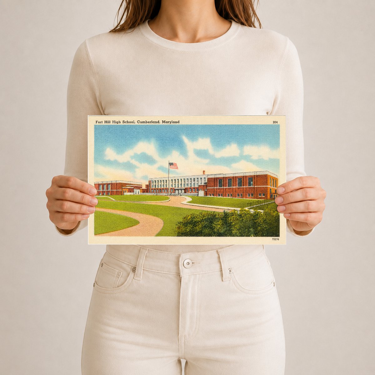 Fort Hill High School, Cumberland, Maryland — Vintage Maryland Postcard