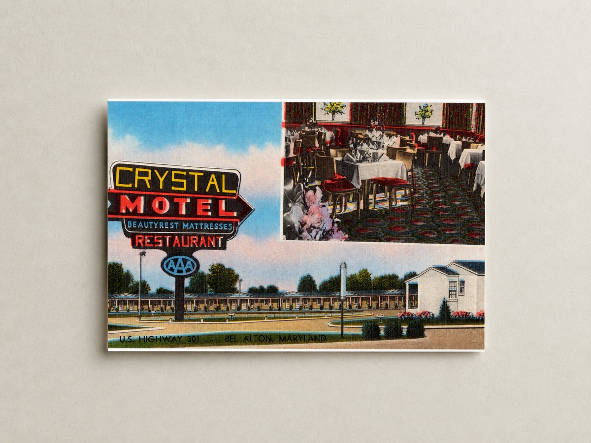 Crystal Motel & Restaurant, U. S. Highway 301... Bel Alton, Maryland — Vintage Maryland Postcard