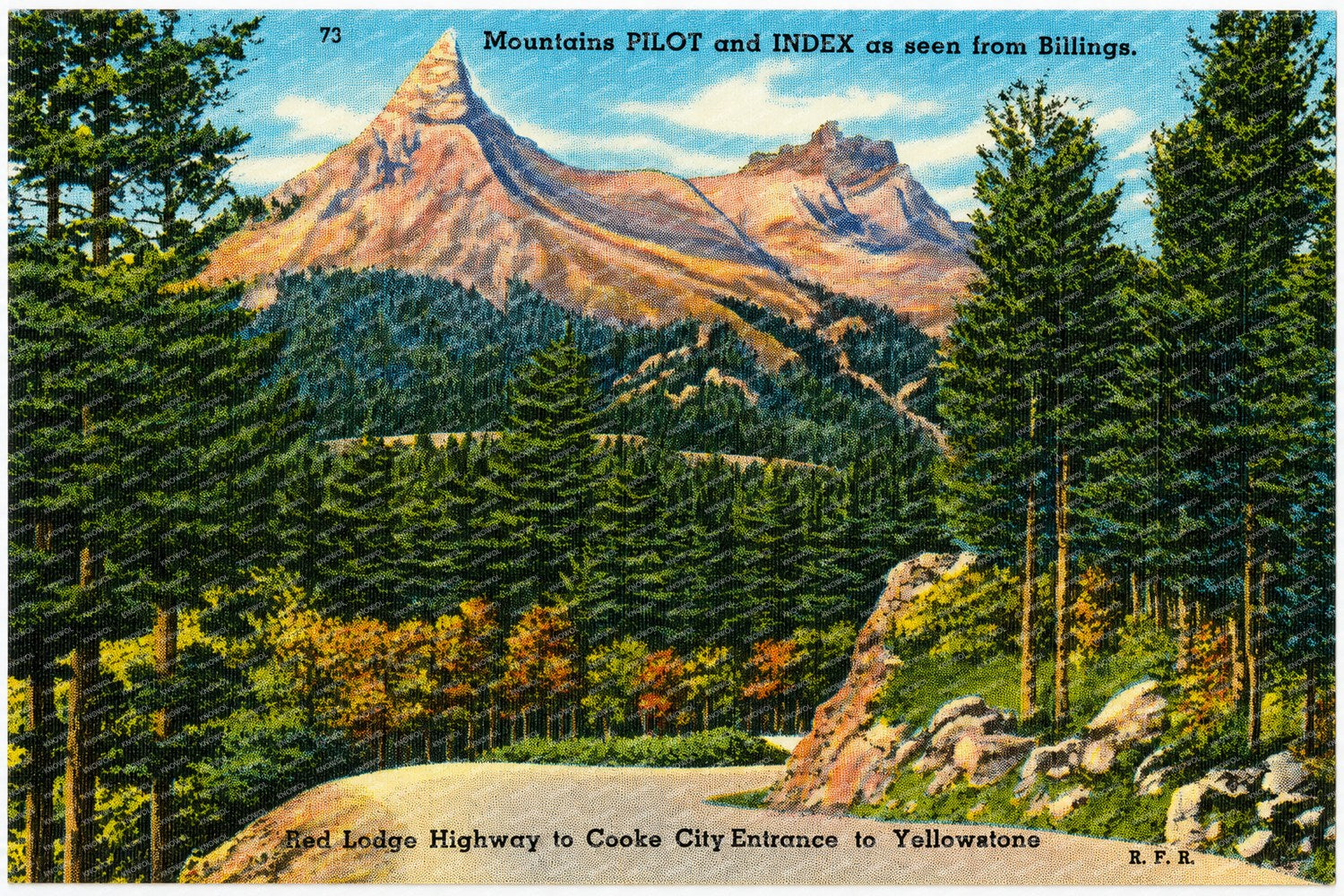 Yellowstone National Park, WY: Mountains Pilot and Index as seen from Billings. Red Lodge Highway to Cooke City entrance to Yellowstone