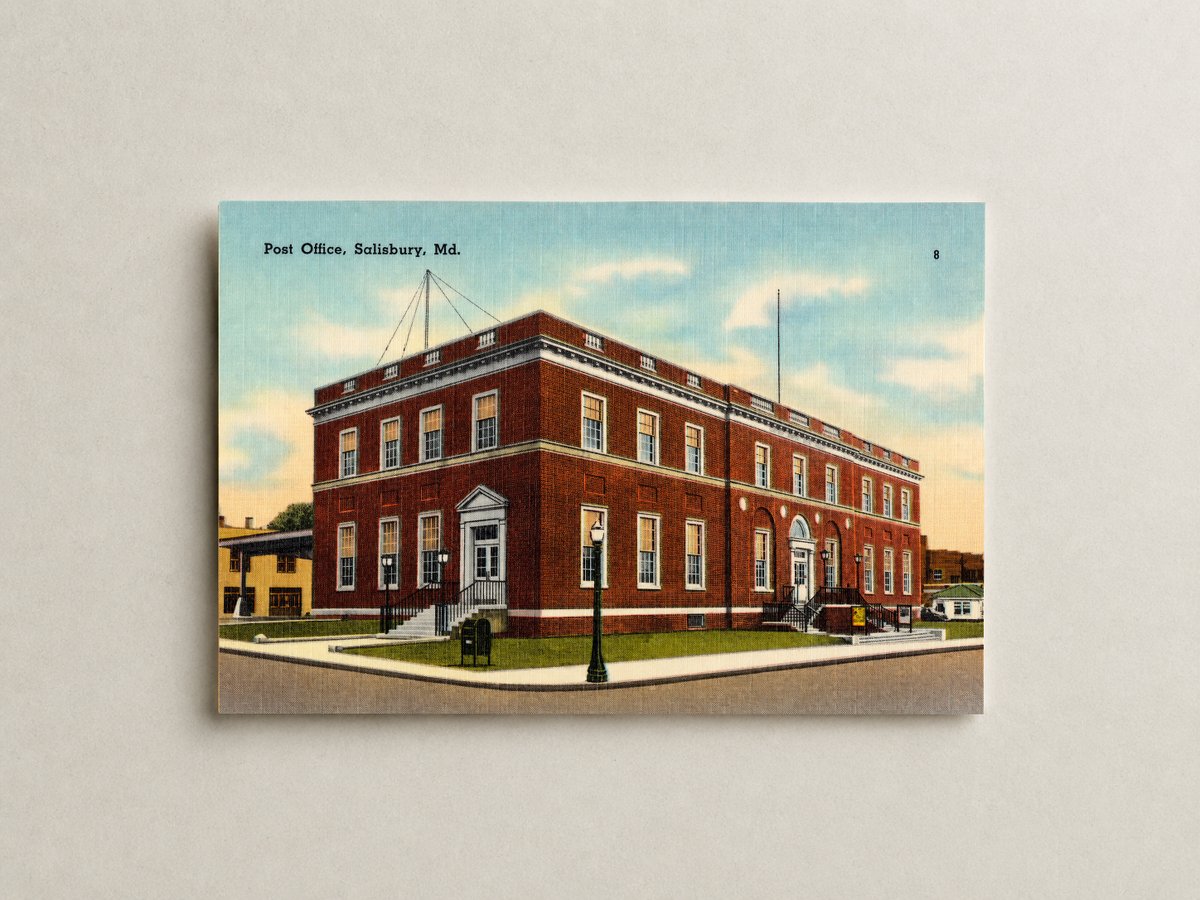 Post office, Salisbury, MD — Vintage Maryland Postcard