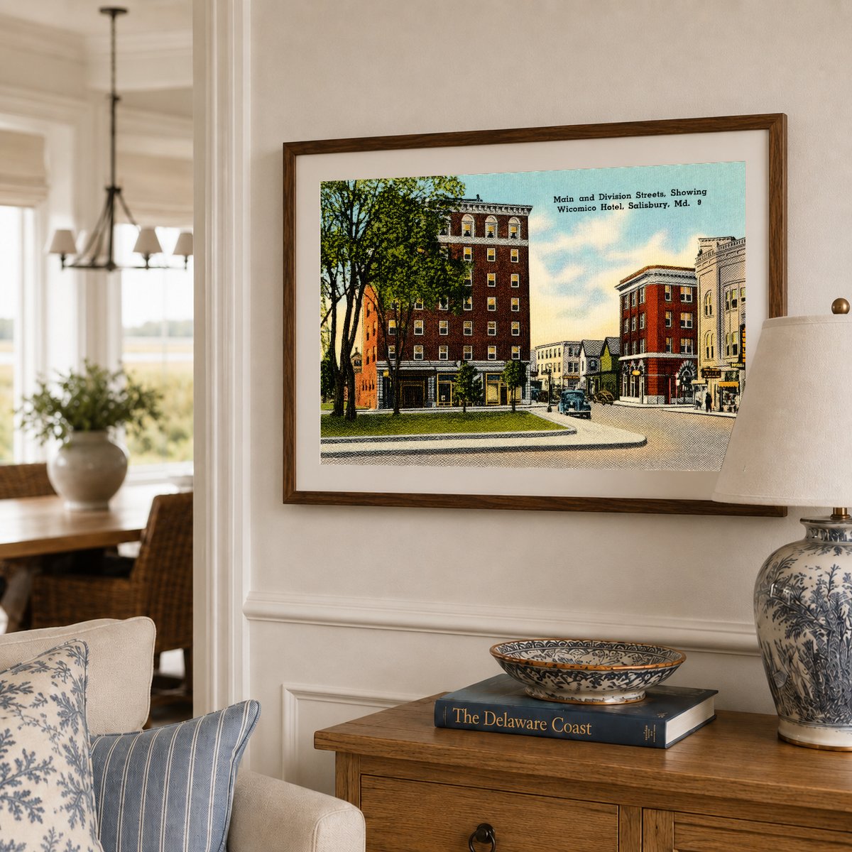 Main and Division Streets, showing Wicomico Hotel, Salisbury, MD — Vintage Maryland Postcard