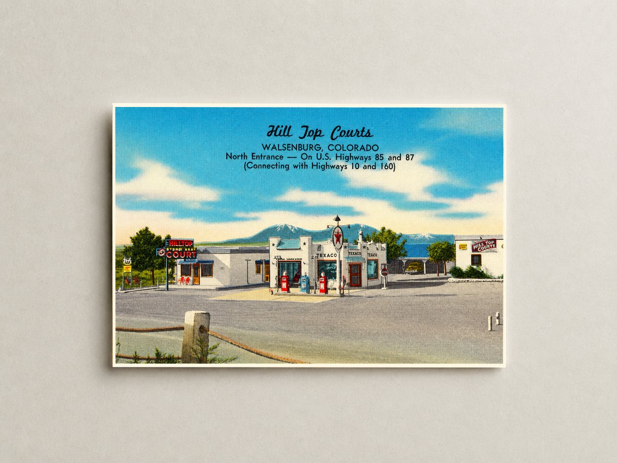 Walsenburg, CO: Hill Top Courts, Walsenburg, Colorado, north entrance -- on U.S. Highway 85 and 87 (connecting with Highways 10 and 160)