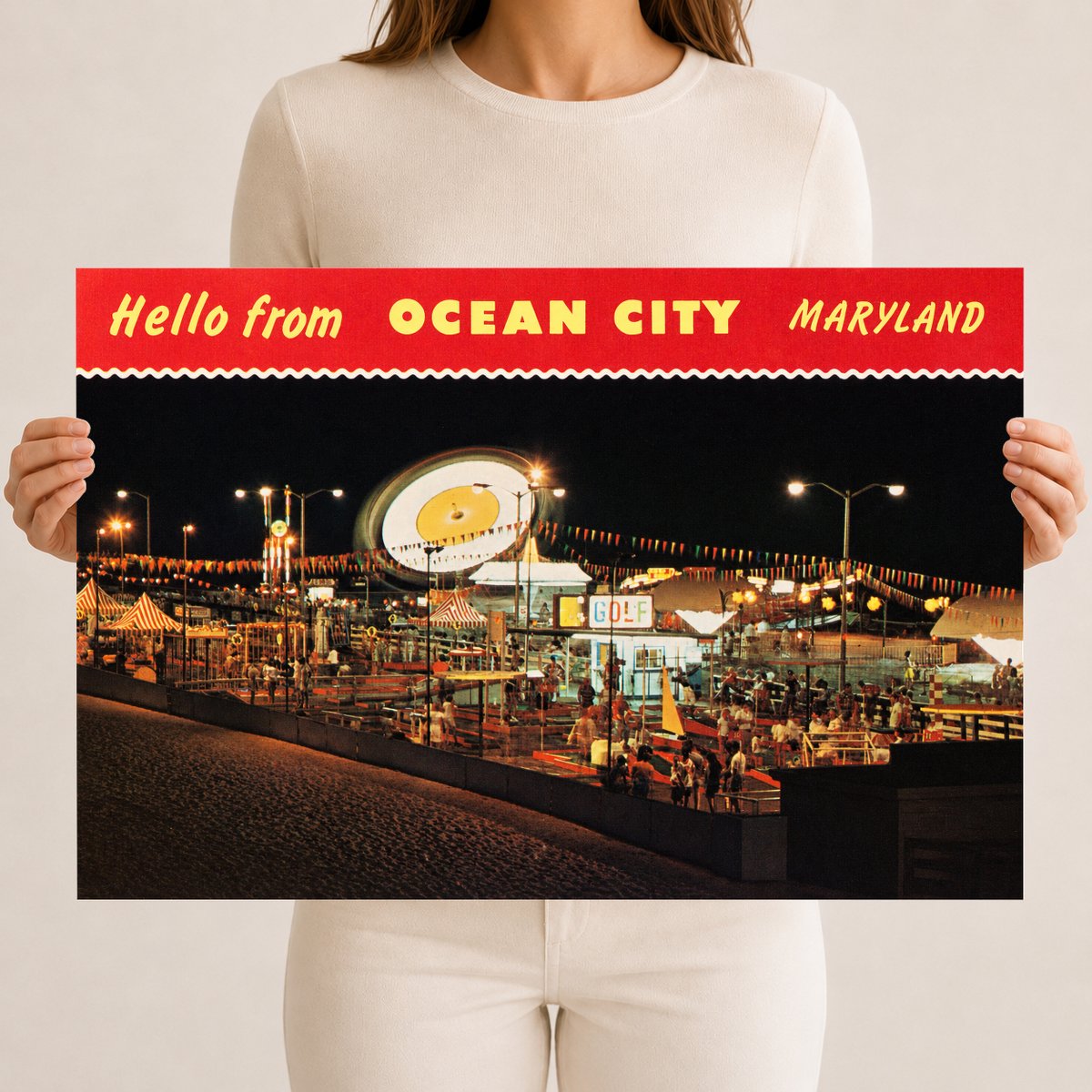 Hello from Ocean City Maryland — Vintage Maryland Postcard