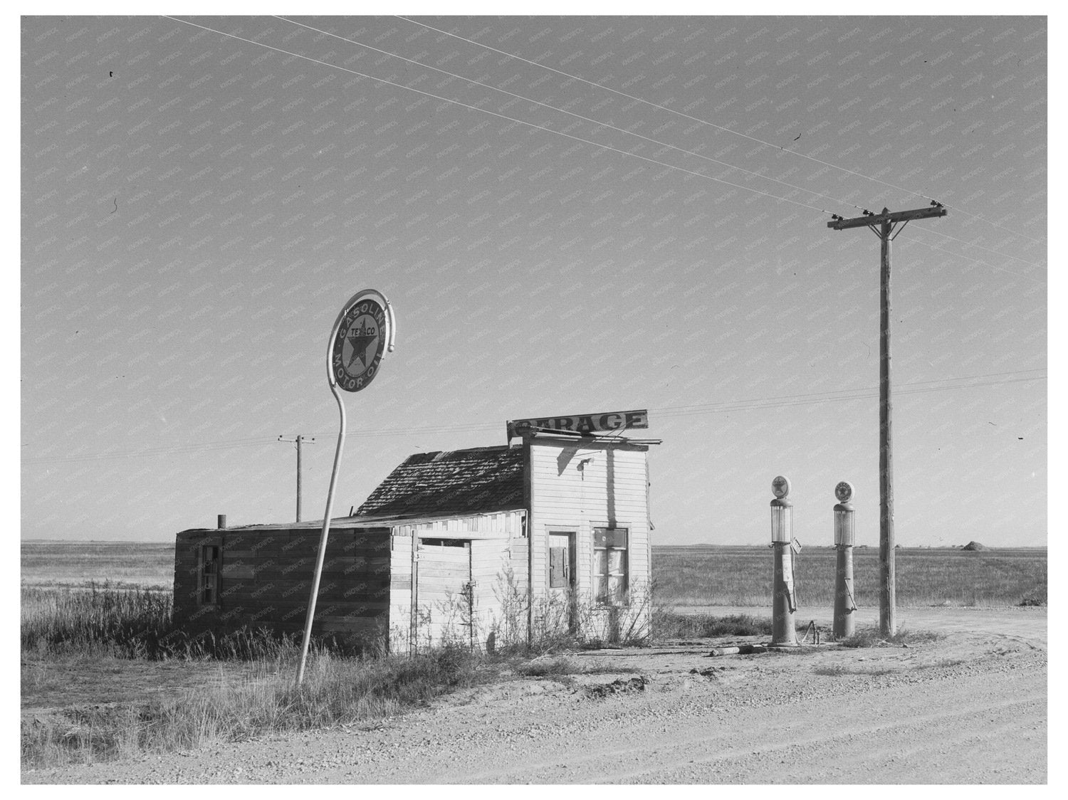Abandoned Garage on Highway 2 North Dakota 1937 - Available at KNOWOL