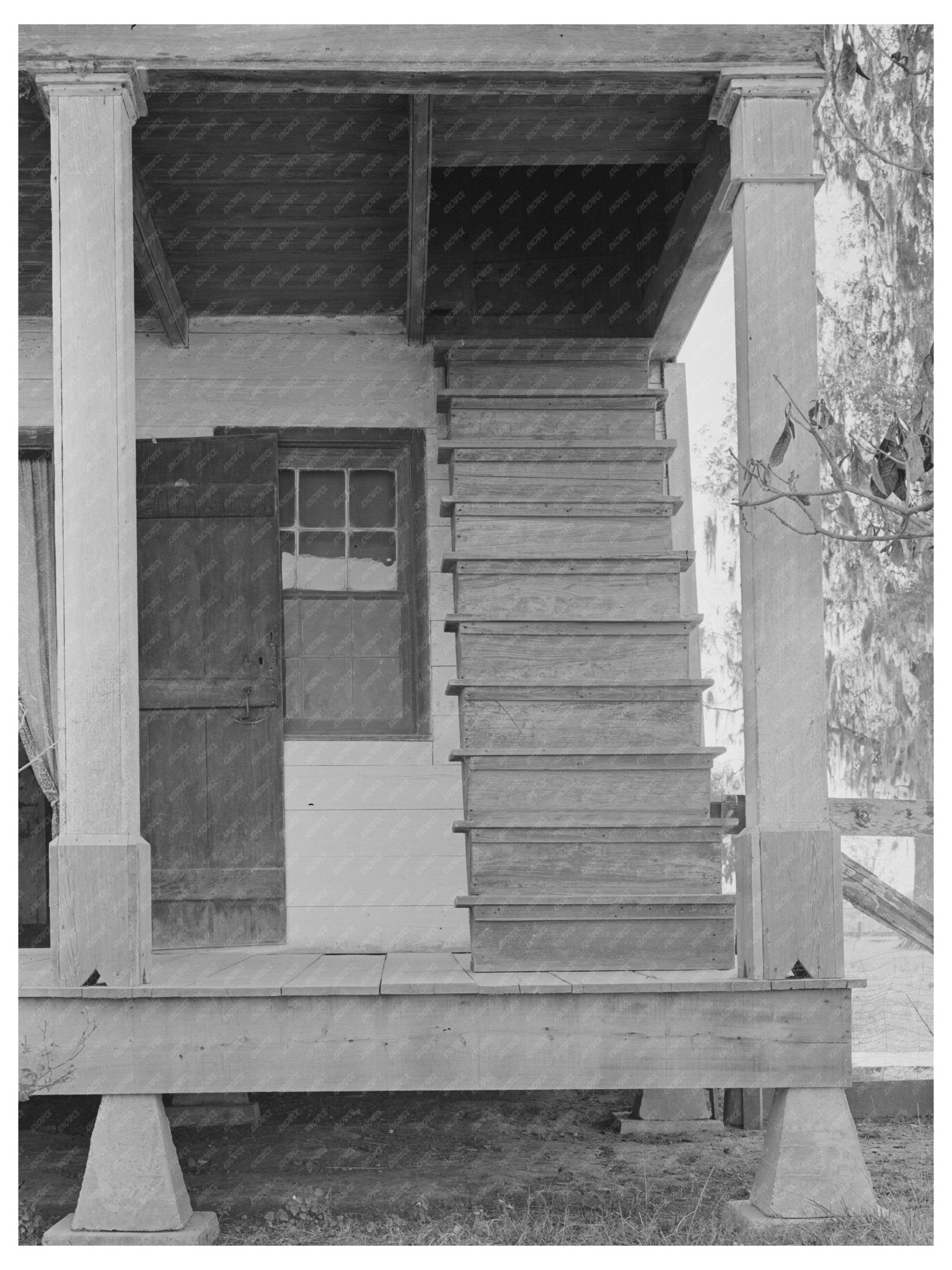 Acadian House with Stairway Breaux Bridge Louisiana 1938 - Available at KNOWOL