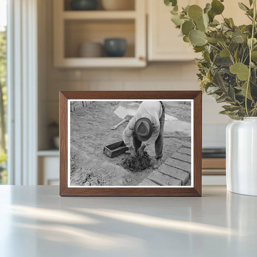 Adobe Brick - Making in Chamisal New Mexico July 1940 - Available at KNOWOL