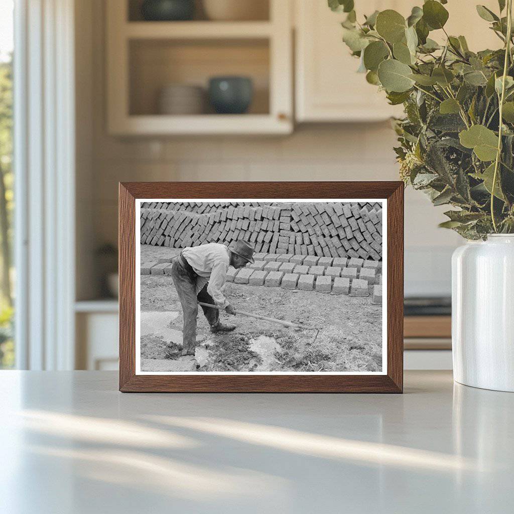 Adobe Mixing for Brick - Making Chamisal New Mexico 1940 - Available at KNOWOL