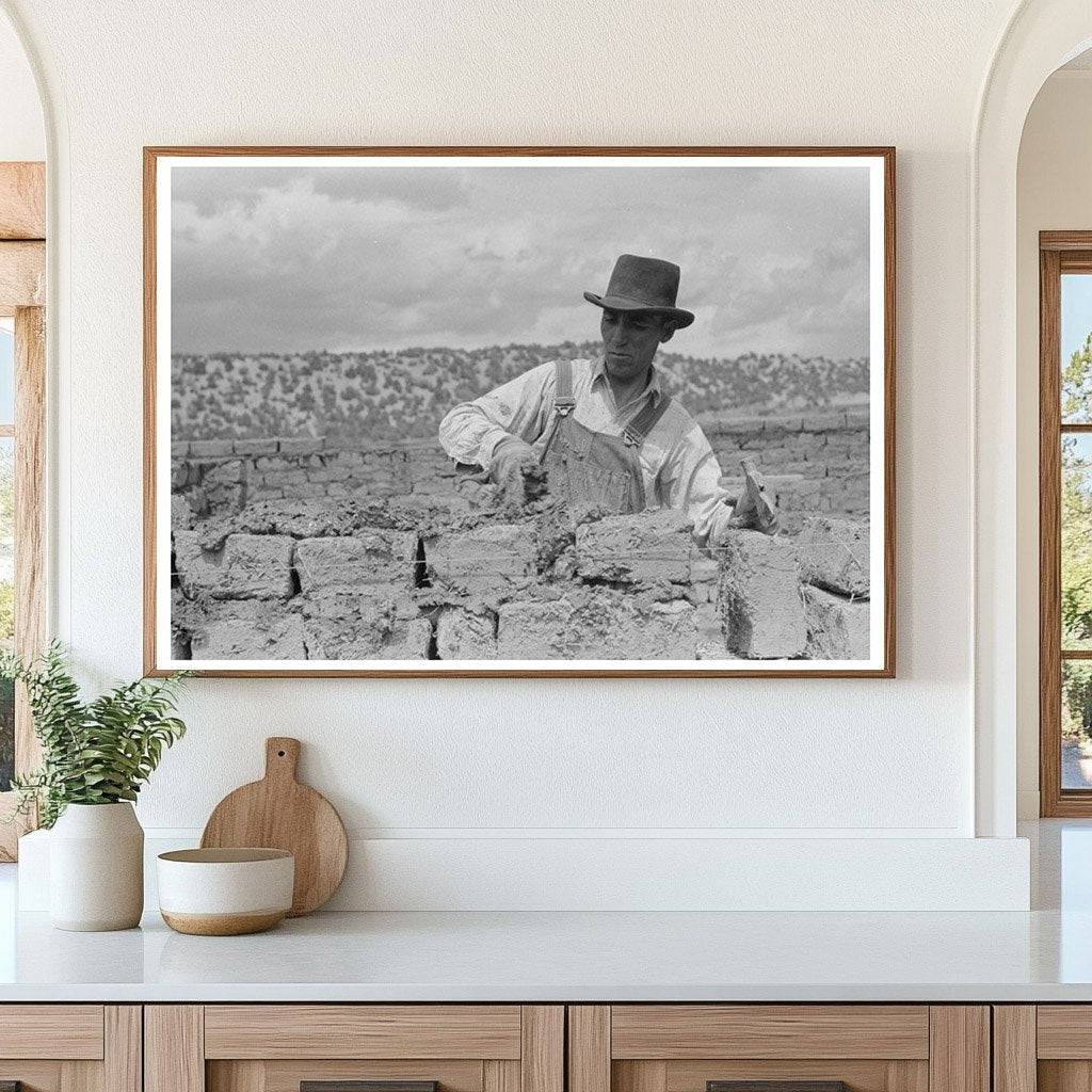 Adobe Plaster Application in Penasco New Mexico 1940 - Available at KNOWOL