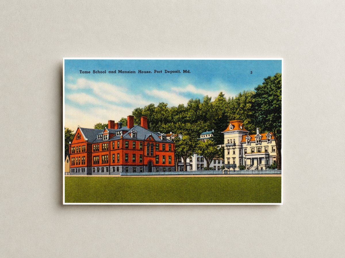 Tome School and mansion house, Port Deposit, MD — Vintage Maryland Postcard