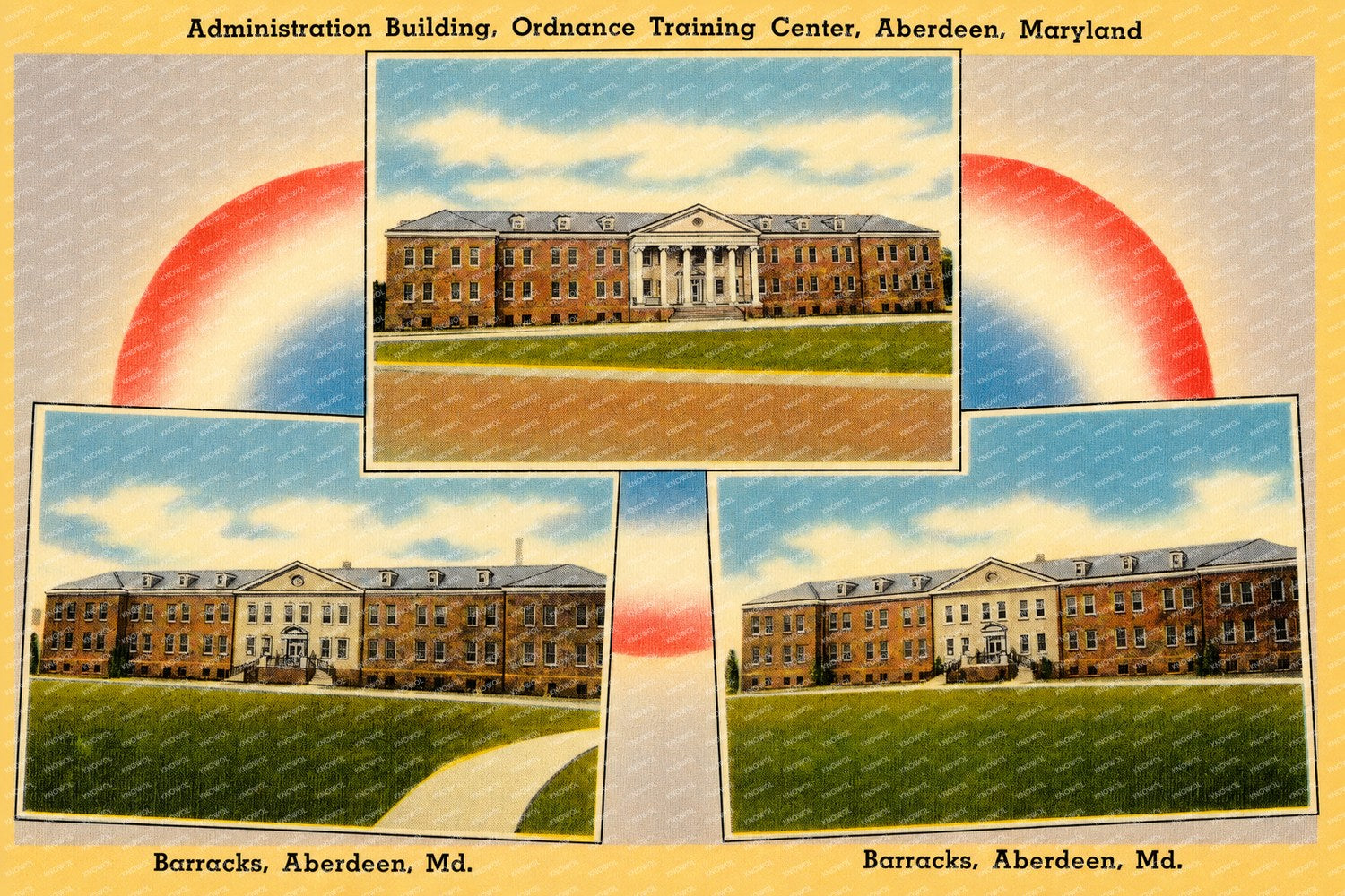 Administrative building, Ordnance Training Center, Aberdeen, Maryland — Vintage Maryland Postcard