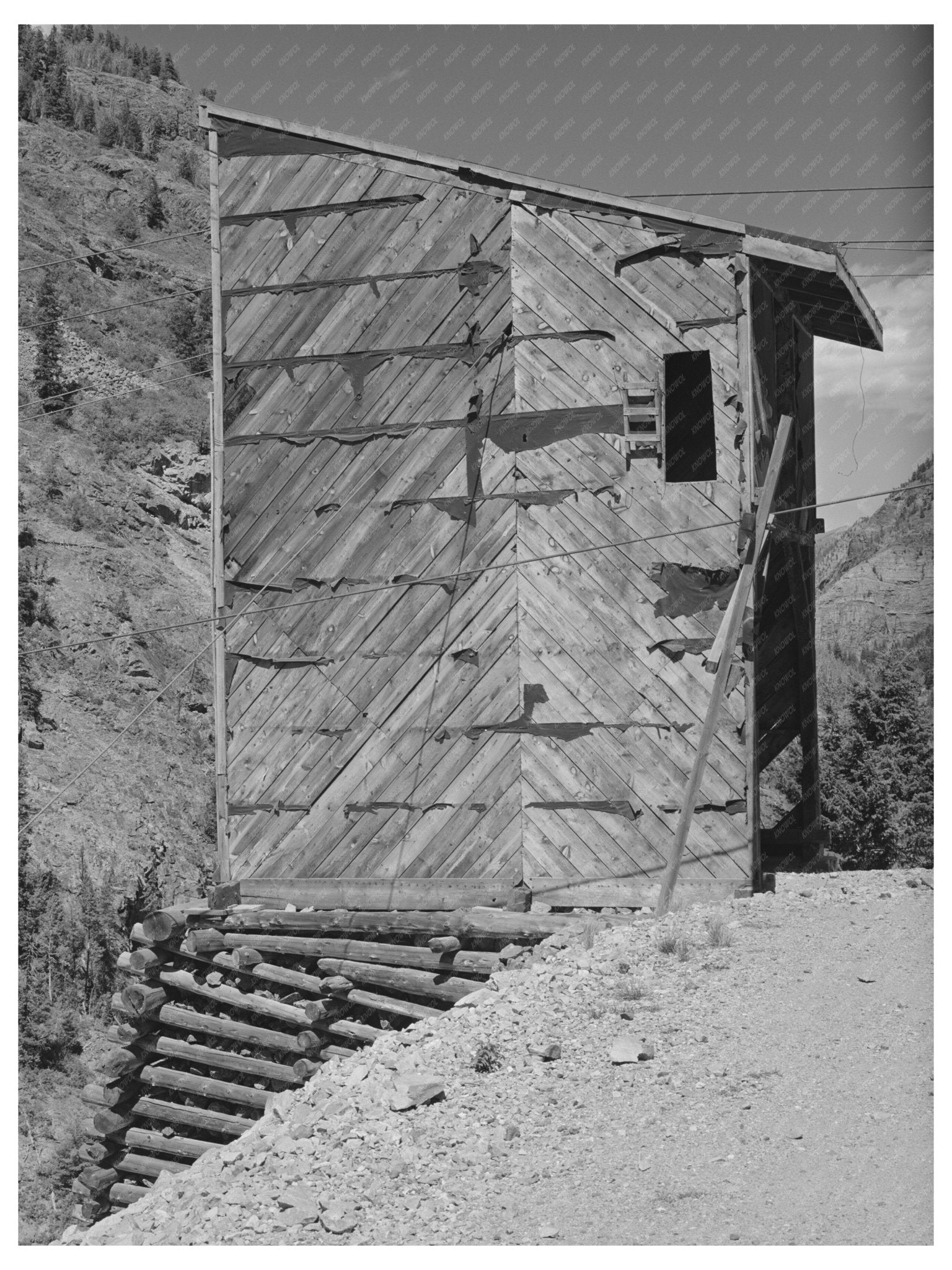 Aerial Tram Tower at Abandoned Gold Mine Ouray County 1940 - Available at KNOWOL