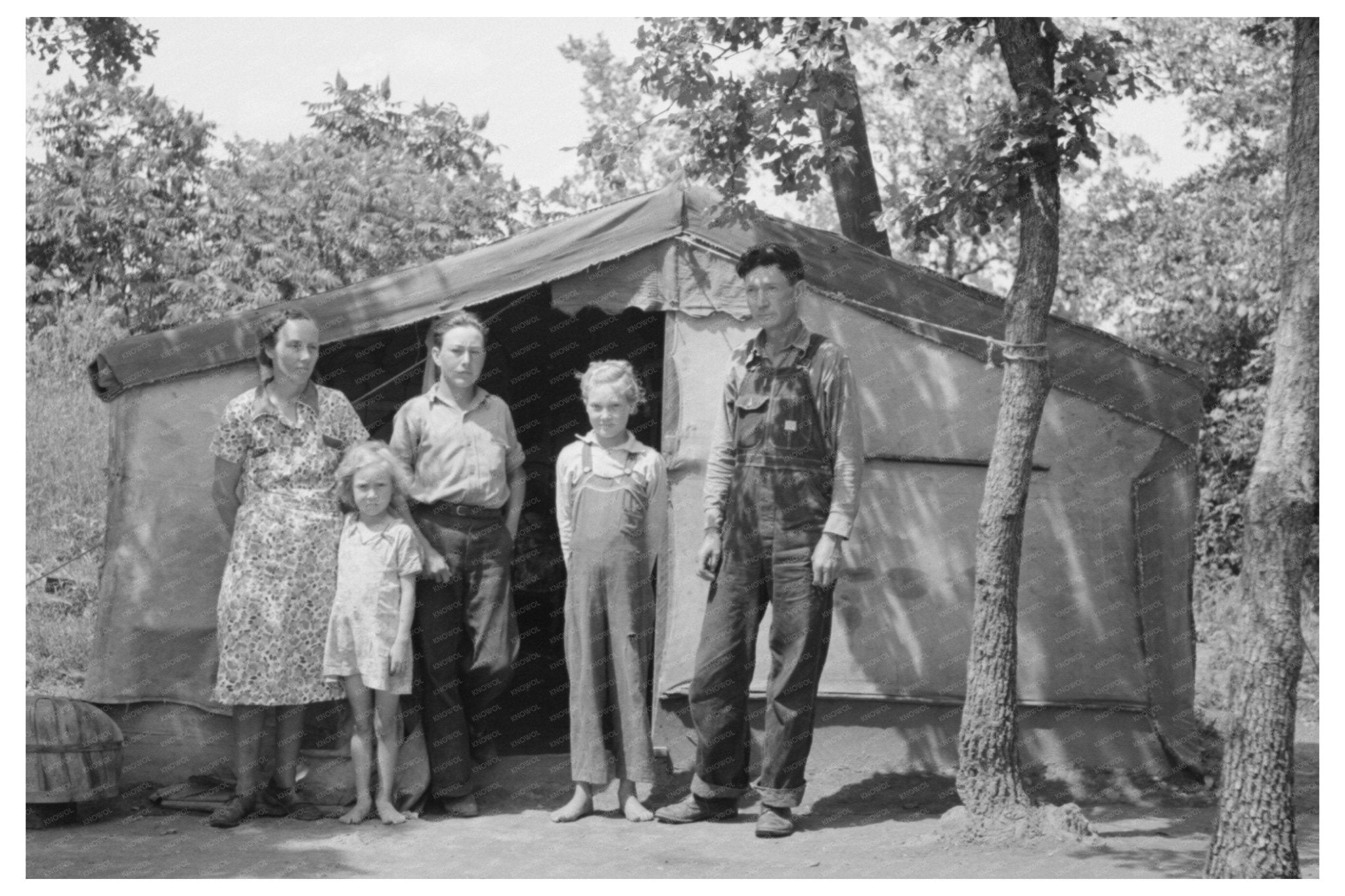 Agricultural Day Laborers in Tent Spiro Oklahoma 1939 - Available at KNOWOL