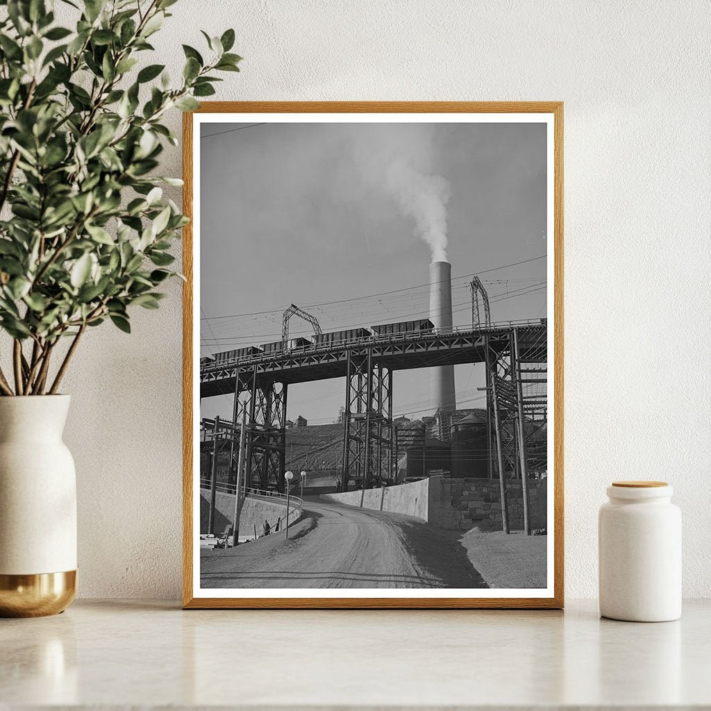 Anaconda Smelter Montana Ore Cars and Smokestack 1942 - Available at KNOWOL