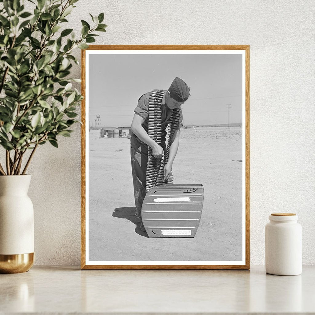 Armorer Loading .50 Caliber Bullets Lake Muroc 1942 - Available at KNOWOL