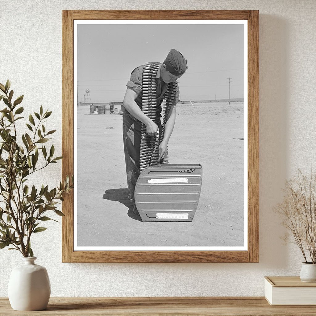 Armorer Loading .50 Caliber Bullets Lake Muroc 1942 - Available at KNOWOL