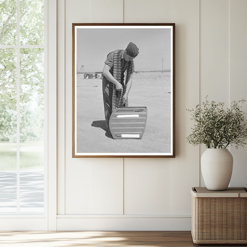 Armorer Loading .50 Caliber Bullets Lake Muroc 1942 - Available at KNOWOL