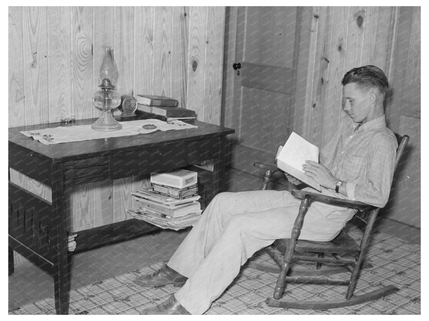 Atkinson Boy Reading in New Madrid County 1938 - Available at KNOWOL