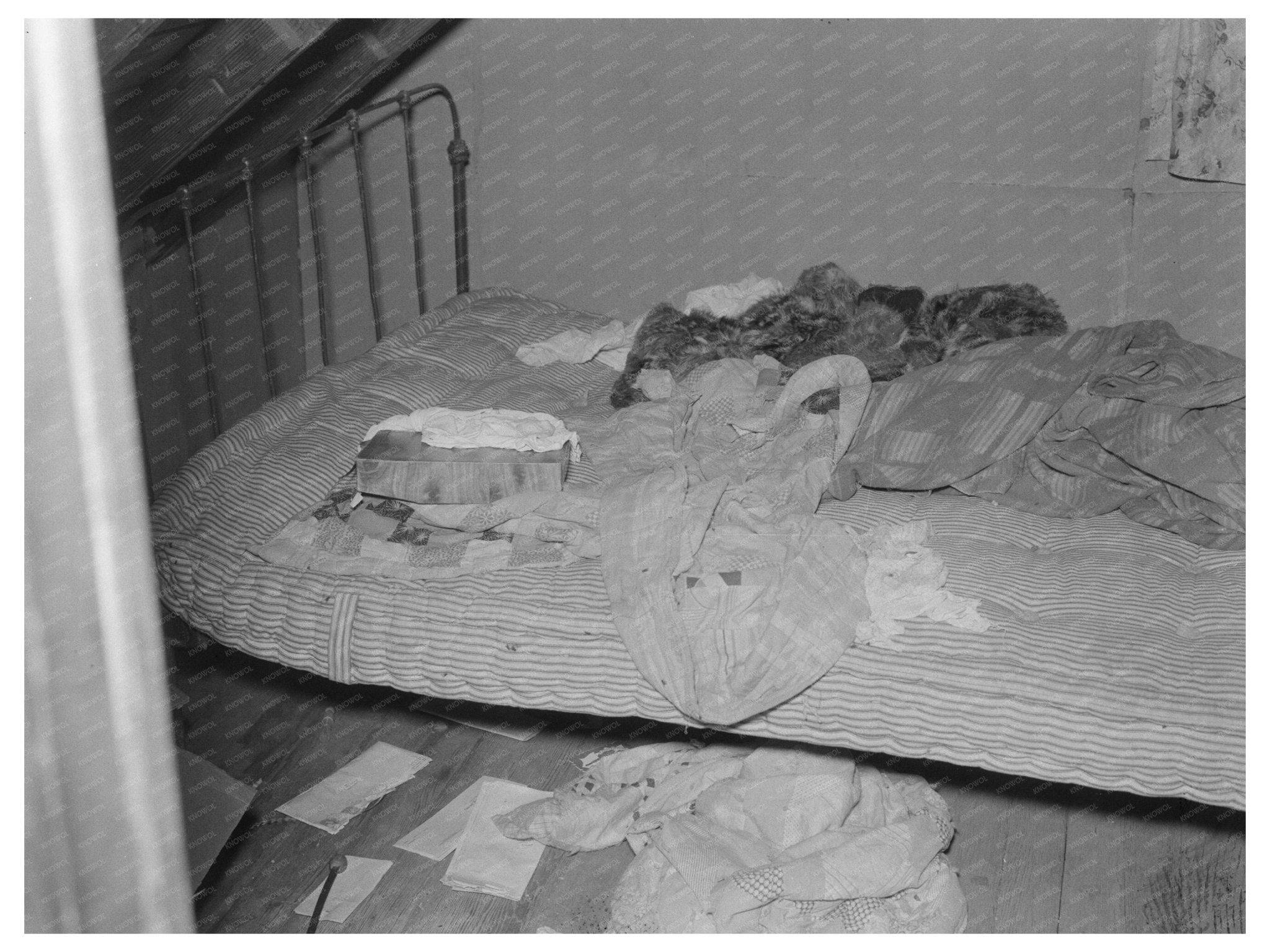 Attic Bedroom in North Dakota Farmhouse 1937 - Available at KNOWOL