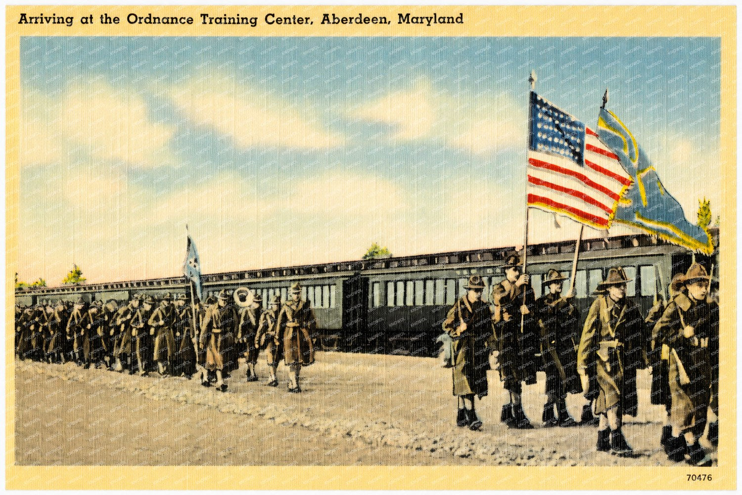 Arriving at the Ordnance Training Center, Aberdeen, Maryland — Vintage Maryland Postcard