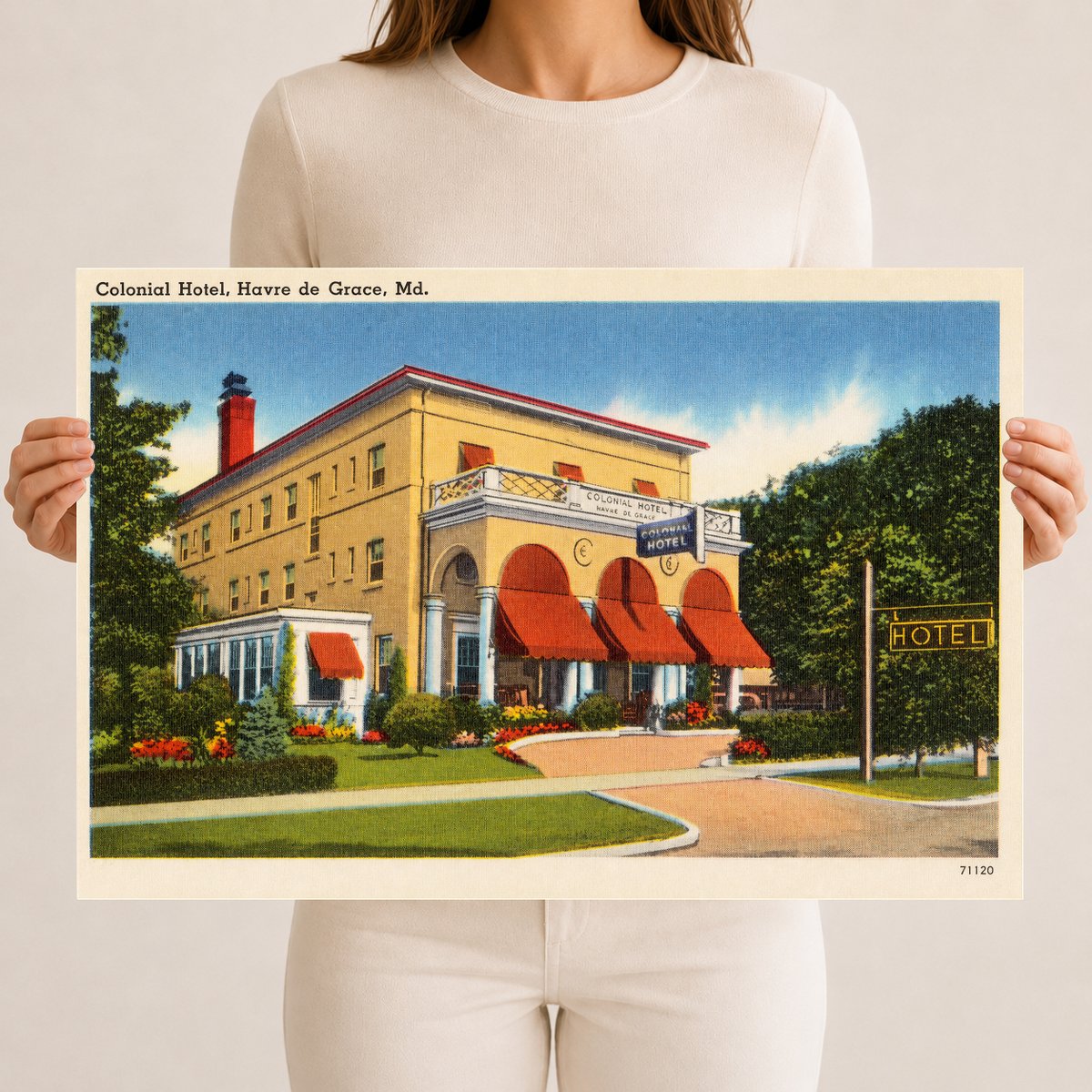Colonial Hotel, Havre de Grace, MD — Vintage Maryland Postcard