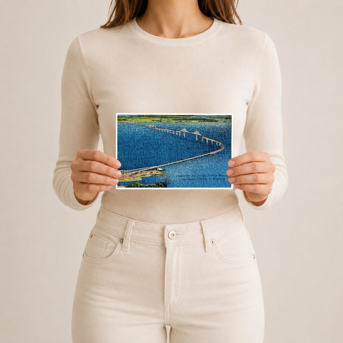 Chesapeake Bay Bridge linking western and eastern shores of Maryland — Vintage Maryland Postcard