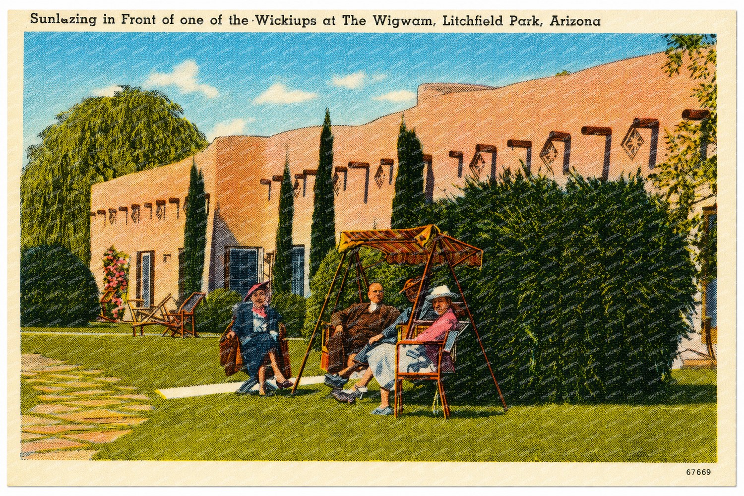 Litchfield Park, AZ: Sunlazing in front of one of the wickiups at The Wigwam