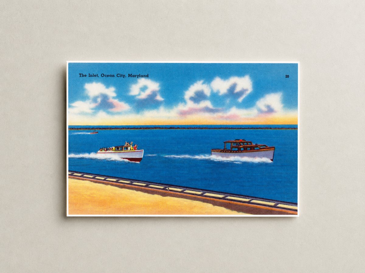 The inlet, Ocean City, Maryland — Vintage Maryland Postcard