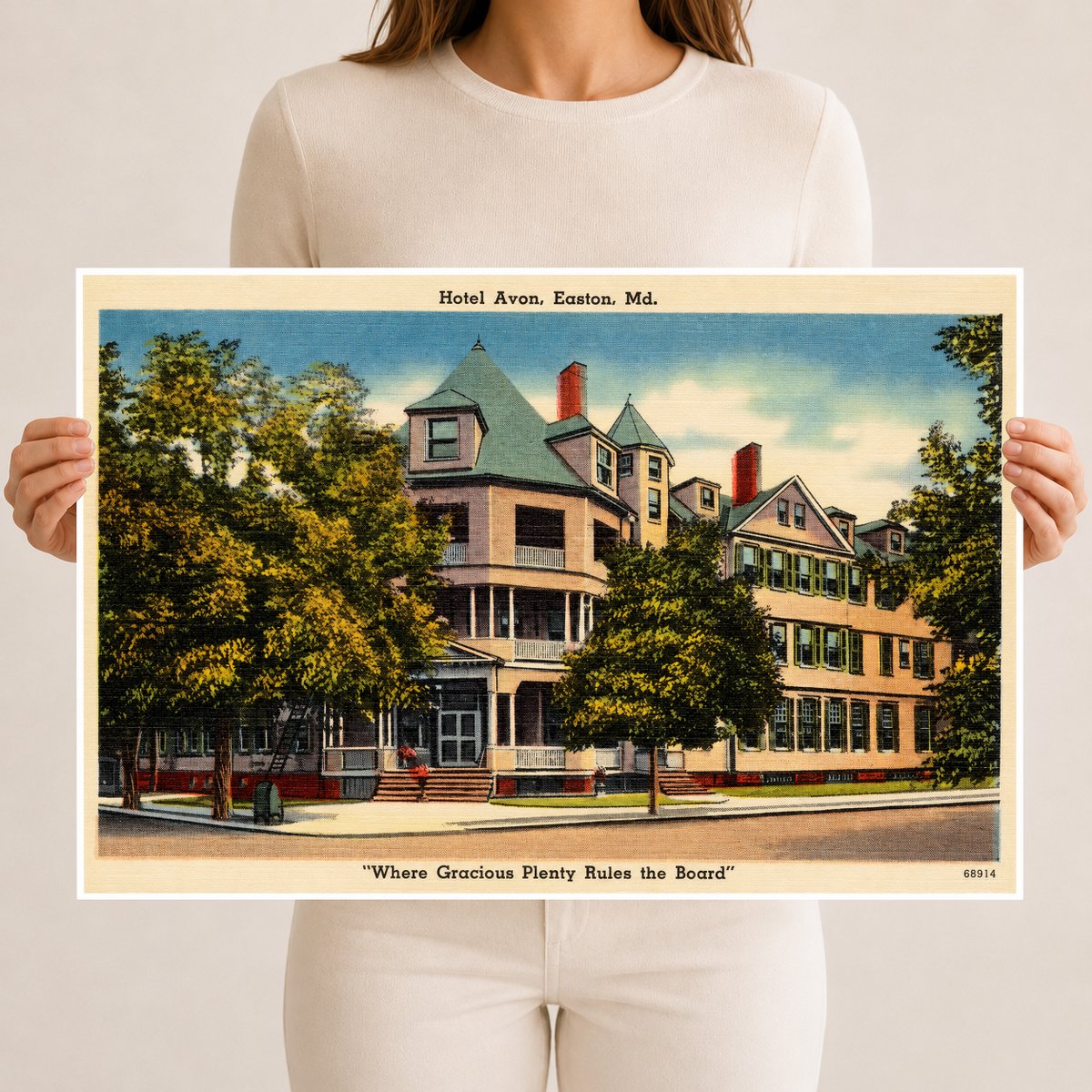 Hotel Avon, Easton, MD, "Where Gracious Plenty Rules the Board" — Vintage Maryland Postcard