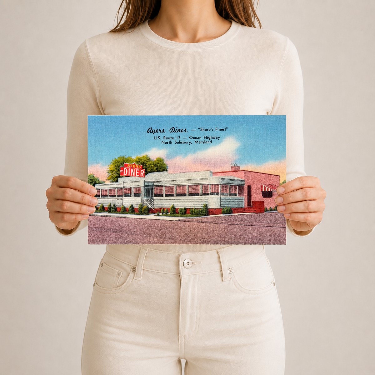 Ayers Diner -- "Shore's Finest", U. S. Route 13 -- Ocean Highway, North Salisbury, Maryland — Vintage Maryland Postcard