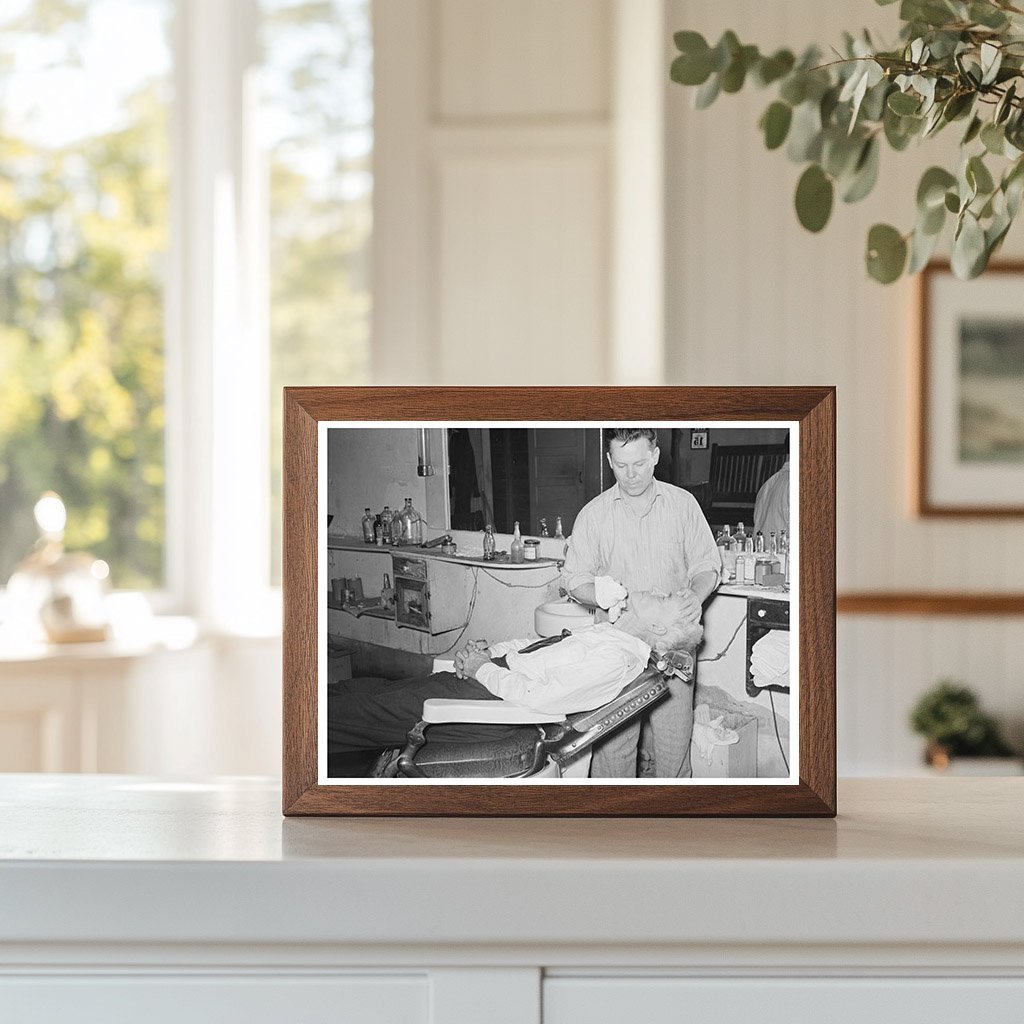 Barber Finishing Shave San Augustine Texas April 1939 - Available at KNOWOL