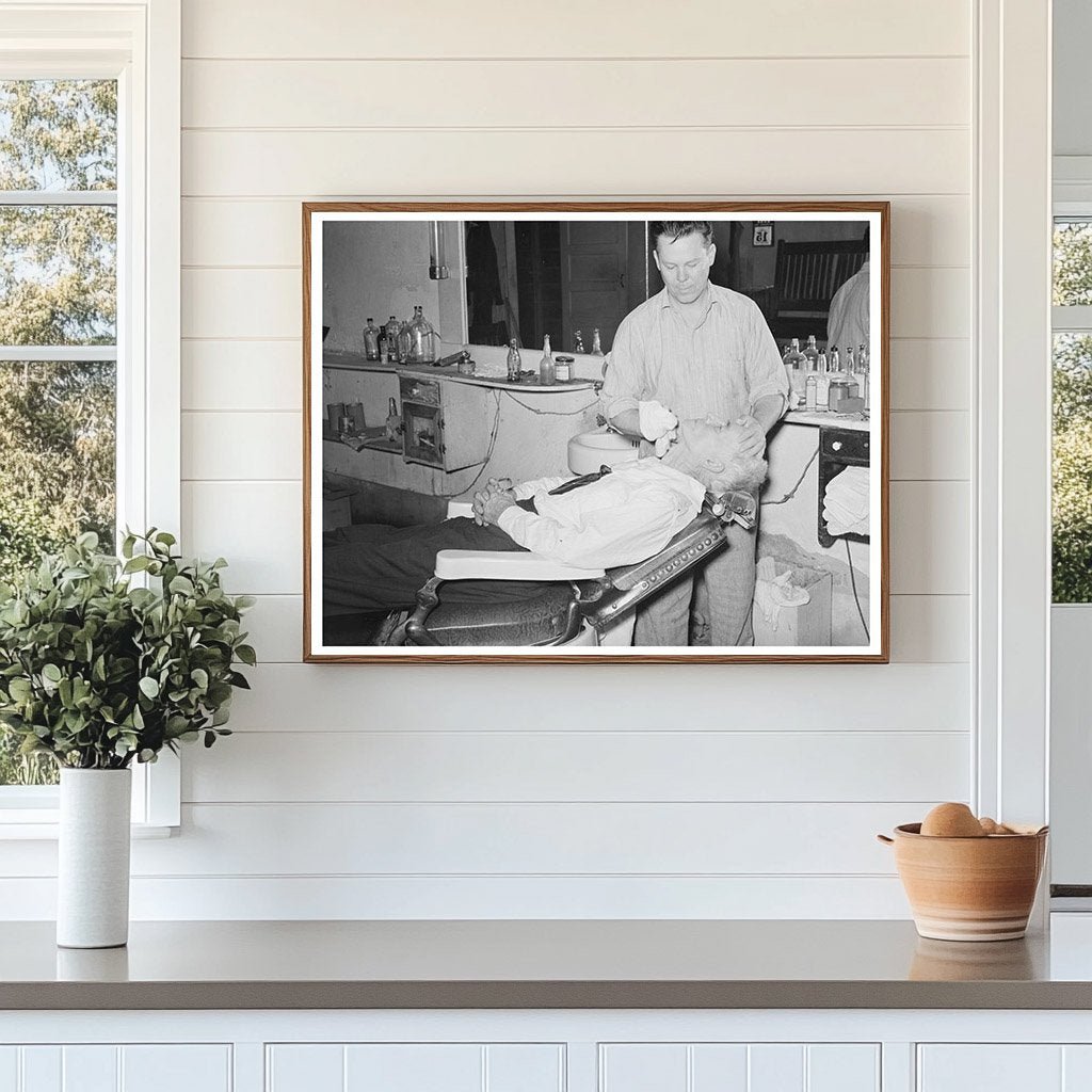 Barber Finishing Shave San Augustine Texas April 1939 - Available at KNOWOL