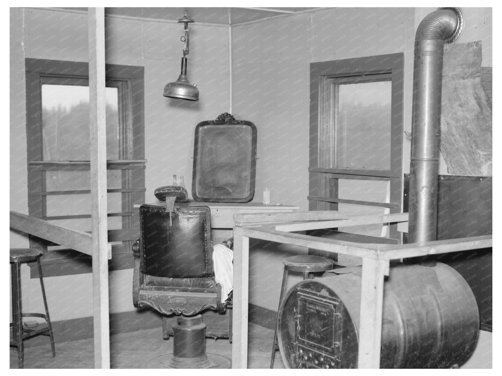 Barber Shop in Saloon Craigville Minnesota August 1937 - Available at KNOWOL