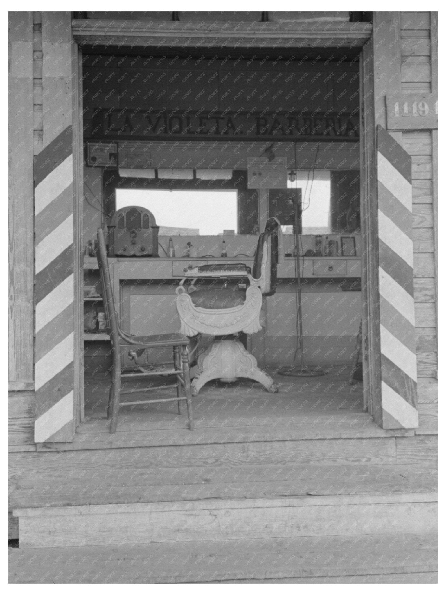 Barbershop in Mexican San Antonio Texas March 1939 - Available at KNOWOL