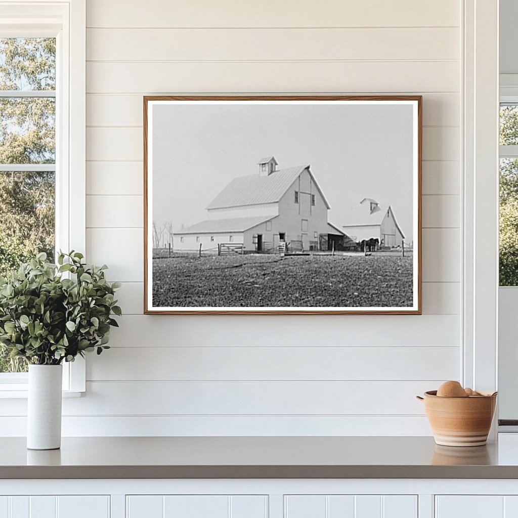 Barn and Corn Crib on 160 - Acre Farm Indiana 1937 - Available at KNOWOL