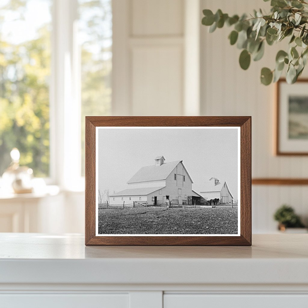 Barn and Corn Crib on 160 - Acre Farm Indiana 1937 - Available at KNOWOL