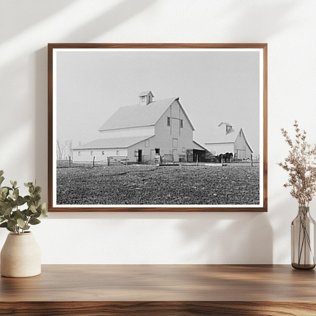 Barn and Corn Crib on 160 - Acre Farm Indiana 1937 - Available at KNOWOL