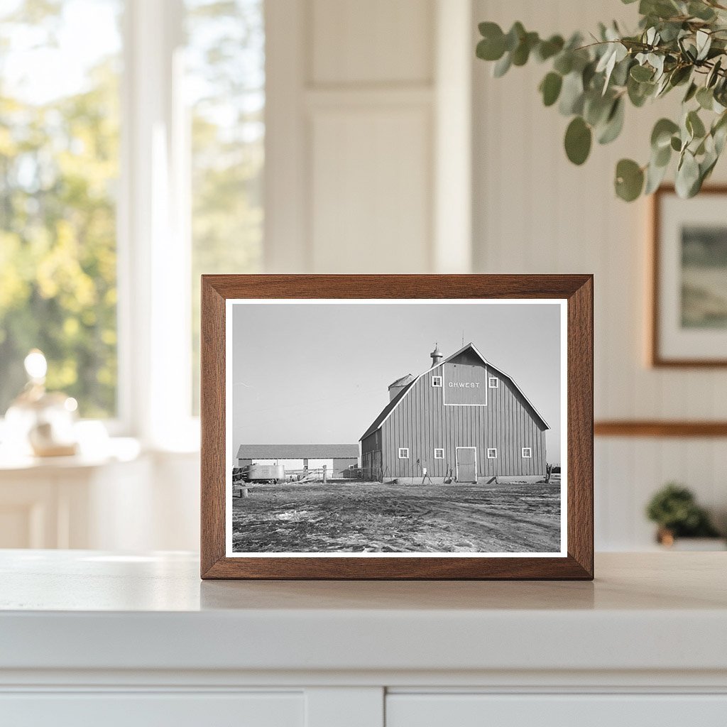 Barn and Machine Shed of G.H. West Estherville Iowa 1936 - Available at KNOWOL
