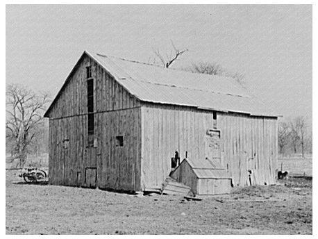 Barn on William Weltis Farm Boswell Indiana 1937 - Available at KNOWOL