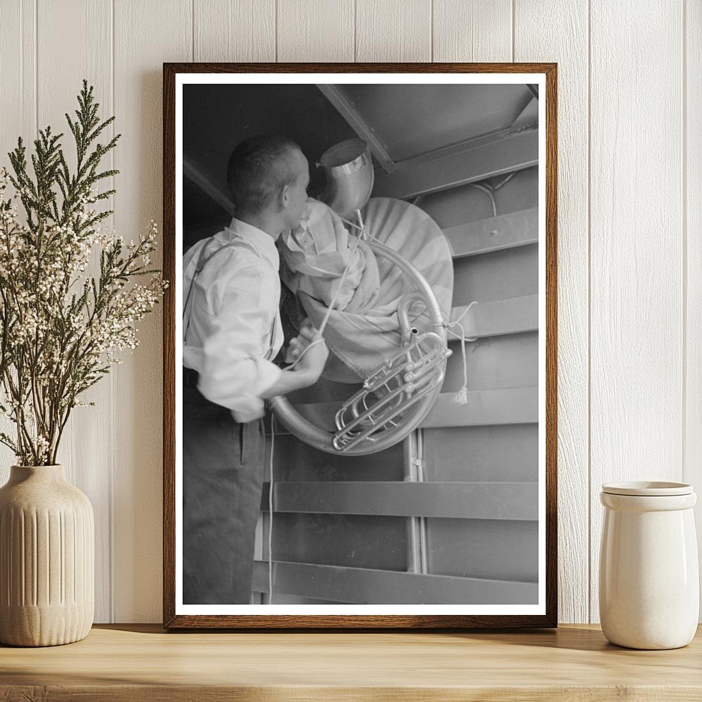 Bass Horn Setup at National Rice Festival 1938 Louisiana - Available at KNOWOL