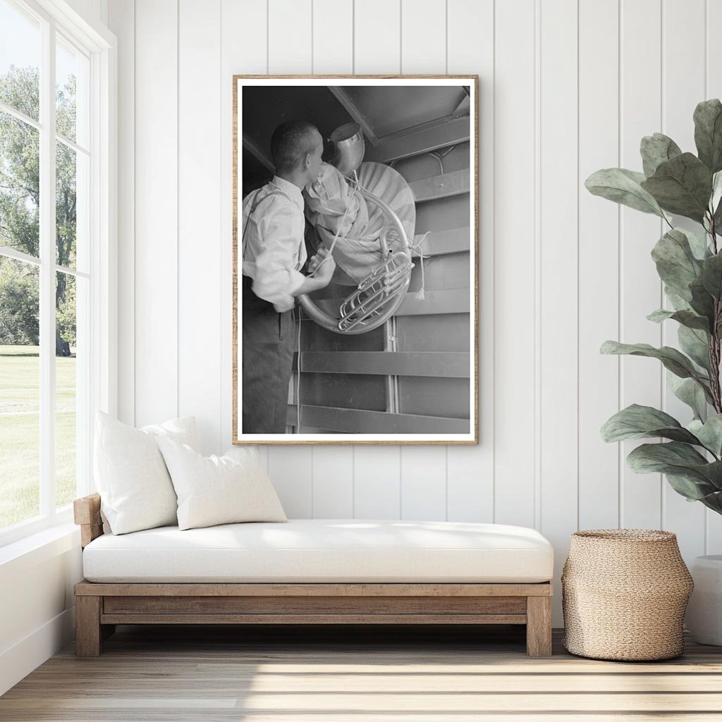 Bass Horn Setup at National Rice Festival 1938 Louisiana - Available at KNOWOL