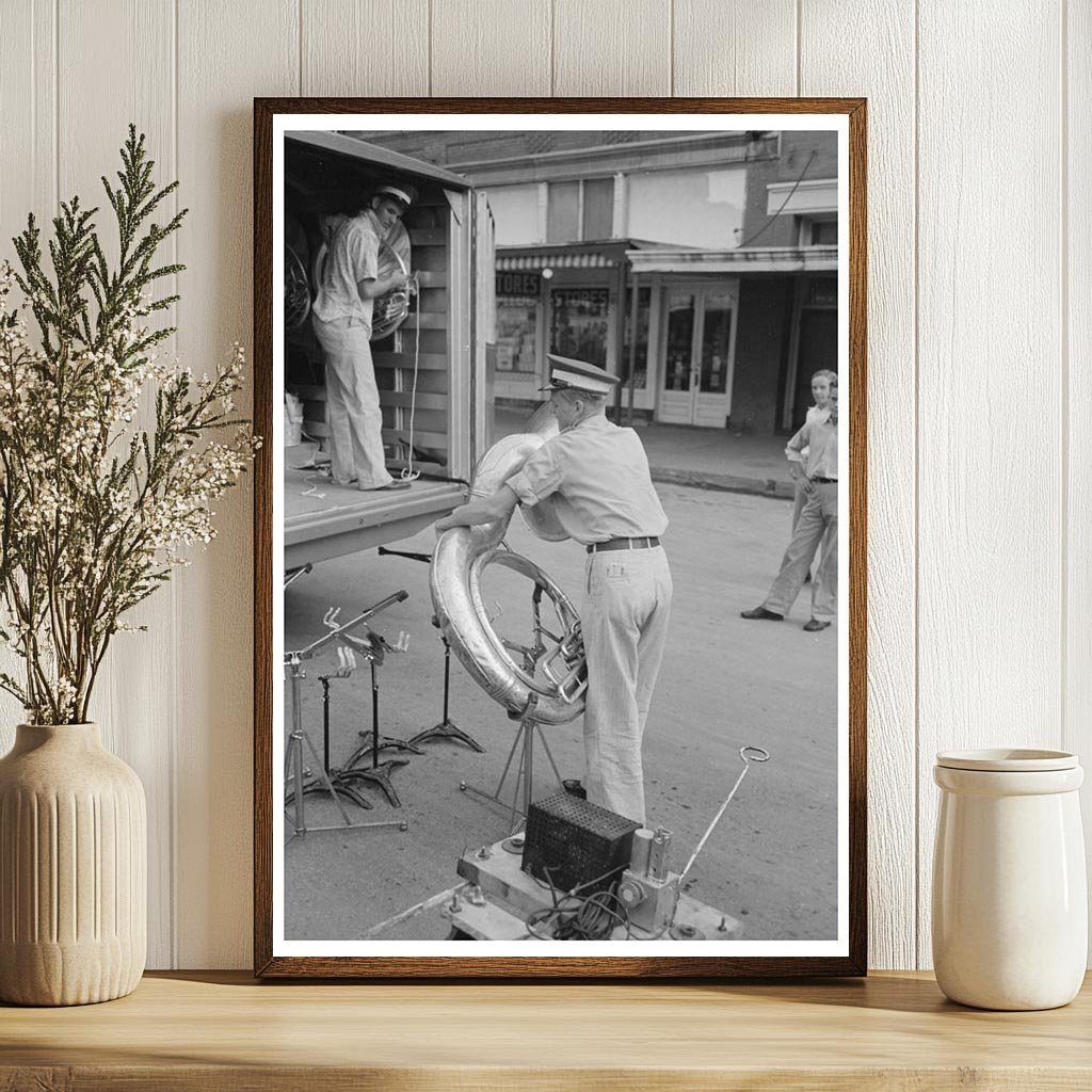 Bass Horn Setup at National Rice Festival Crowley 1938 - Available at KNOWOL
