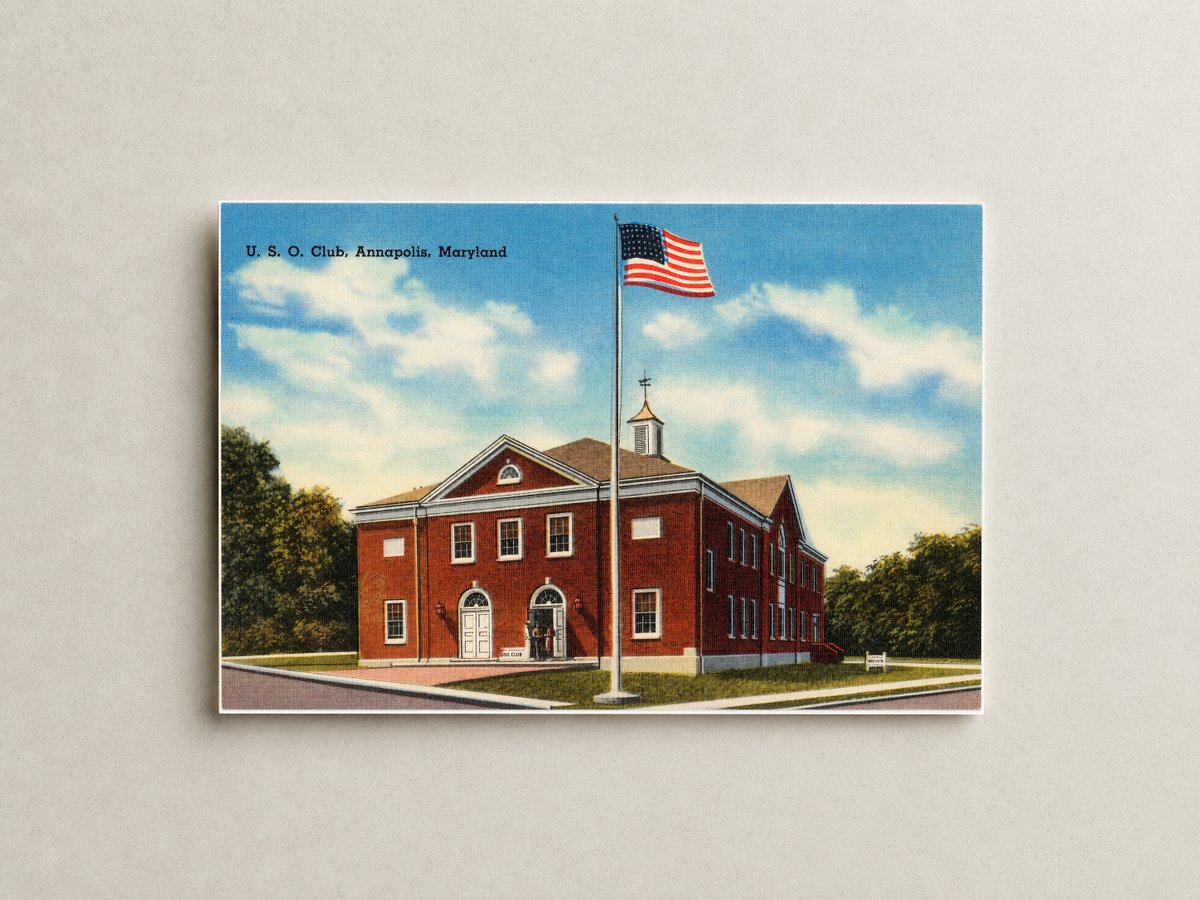 U. S. O. Club, Annapolis, Maryland — Vintage Maryland Postcard
