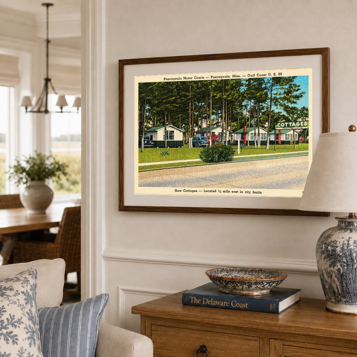 Pascagoula, MS: Pascagoula Motor Courts -- Pascagoula, Miss. -- Gulf Coast U.S. 90, new cottages -- Located 1/2 miles east in city limits