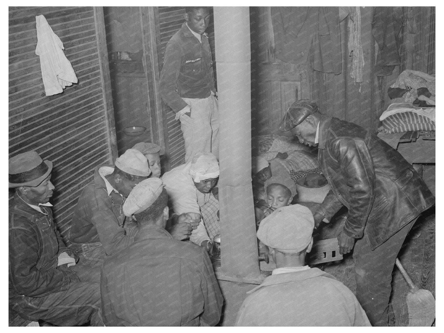Berry Pickers Gather Around Stove Independence Louisiana 1939 - Available at KNOWOL