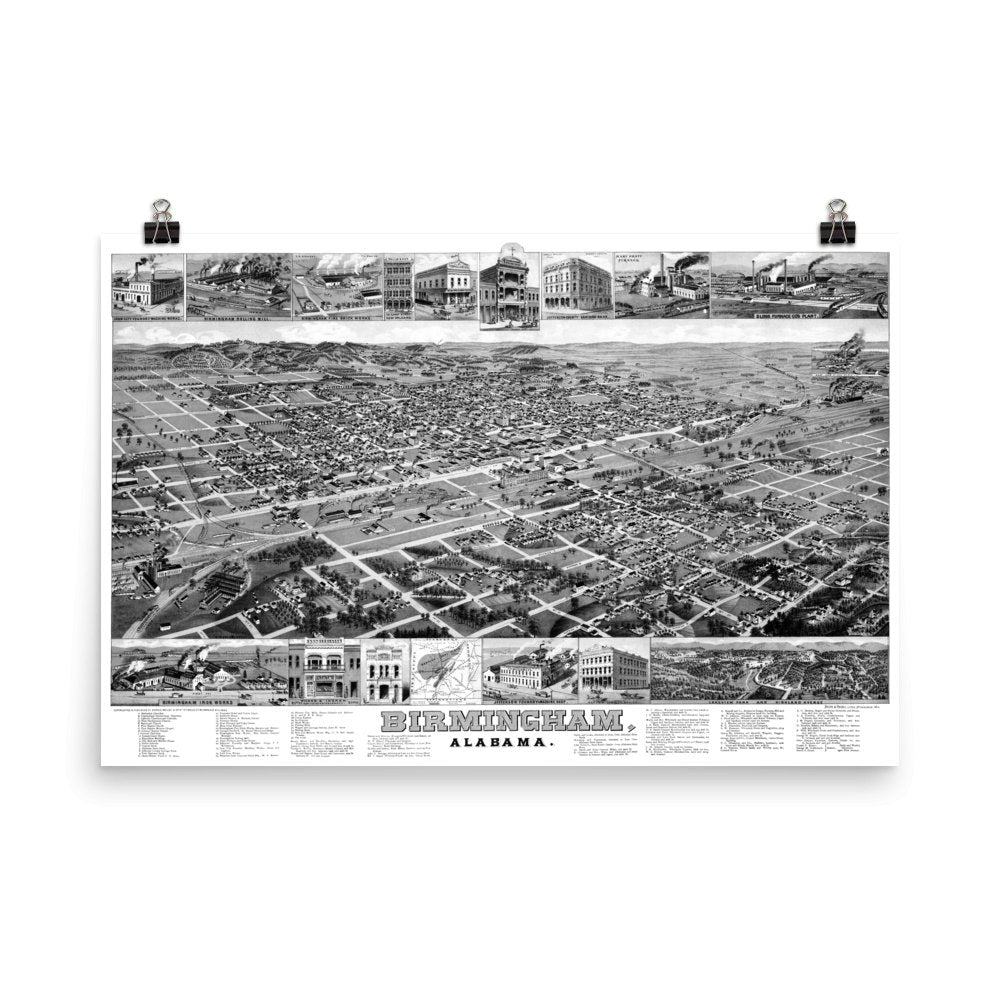 Birmingham, AL 1885 Restored Map - Available at KNOWOL